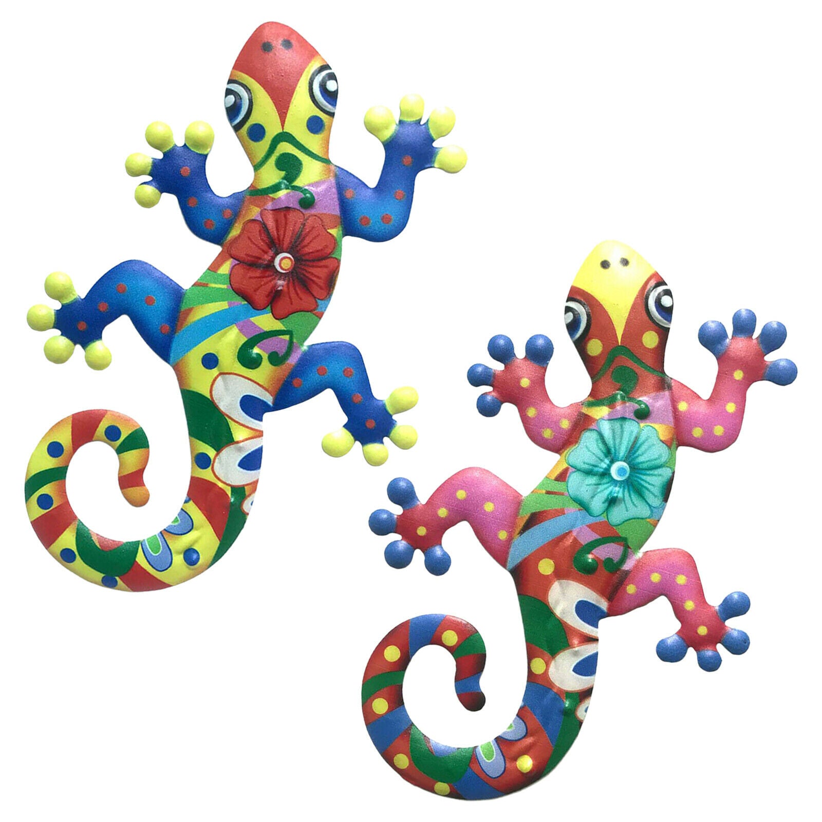 2pcs Metal Gecko Wall Art Wall Hanging Lizard Sculpture Outdoor Garden Fence