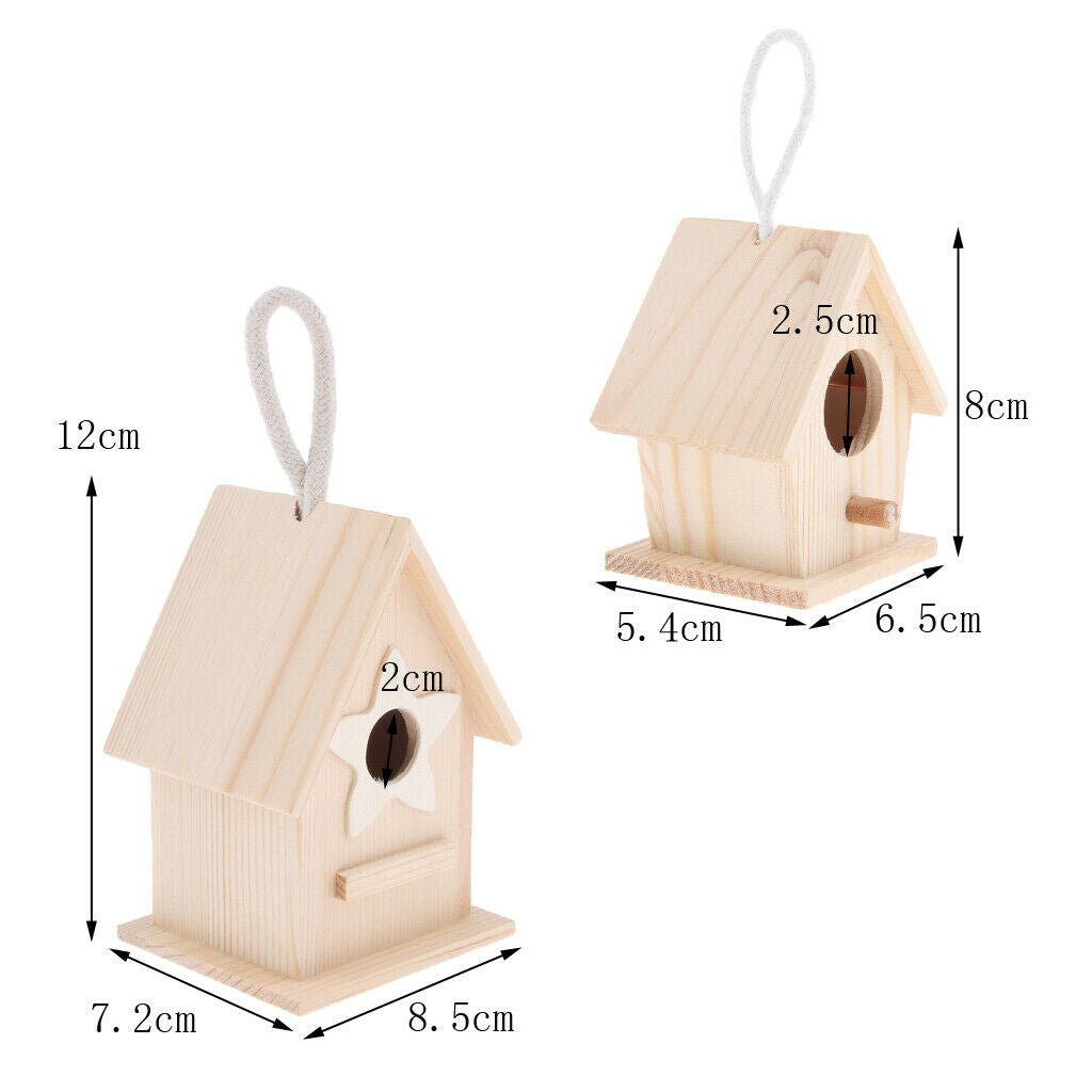 Swing Unfinished Wood Birdhouse Parrot Stand Perch Cage for Indoors Outdoors