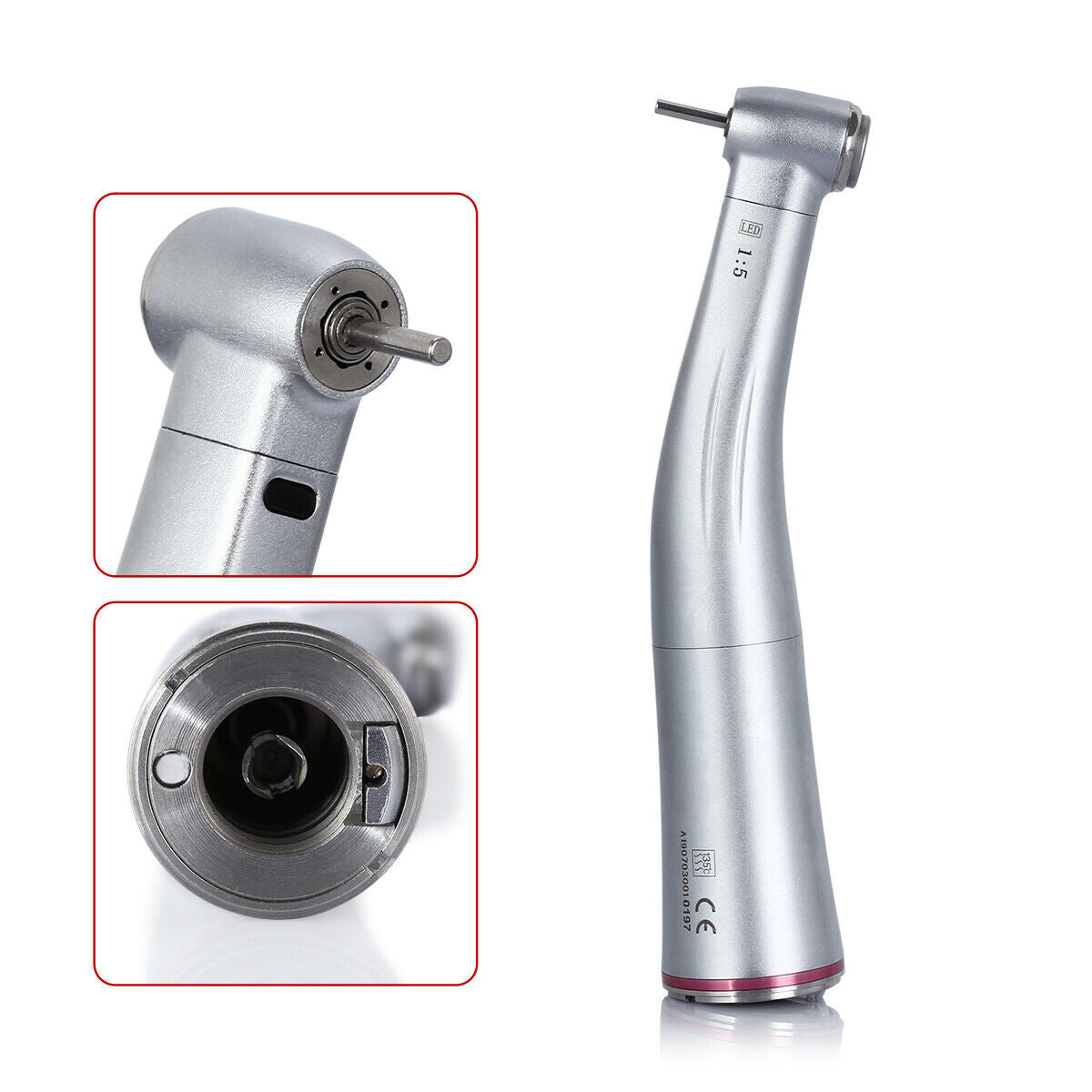 3X Dental 1:5 Increasing Fiber Optic LED Contra Angle Handpiece Push Button
