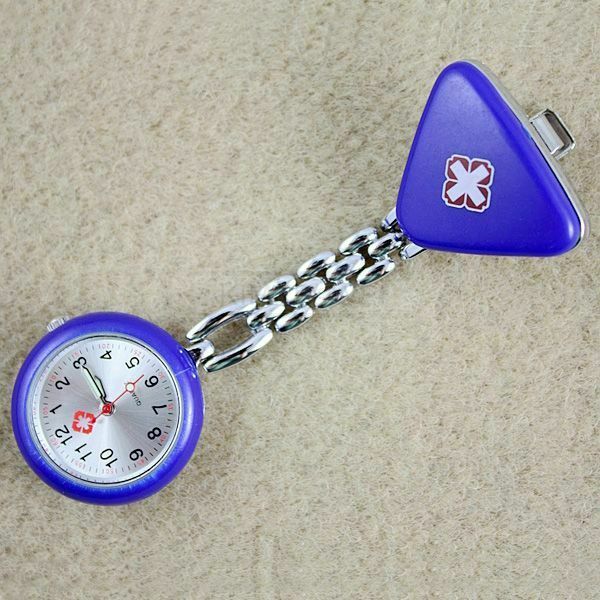 Round Nurse Watch Blue Clip-On Mens Time Piece NEW