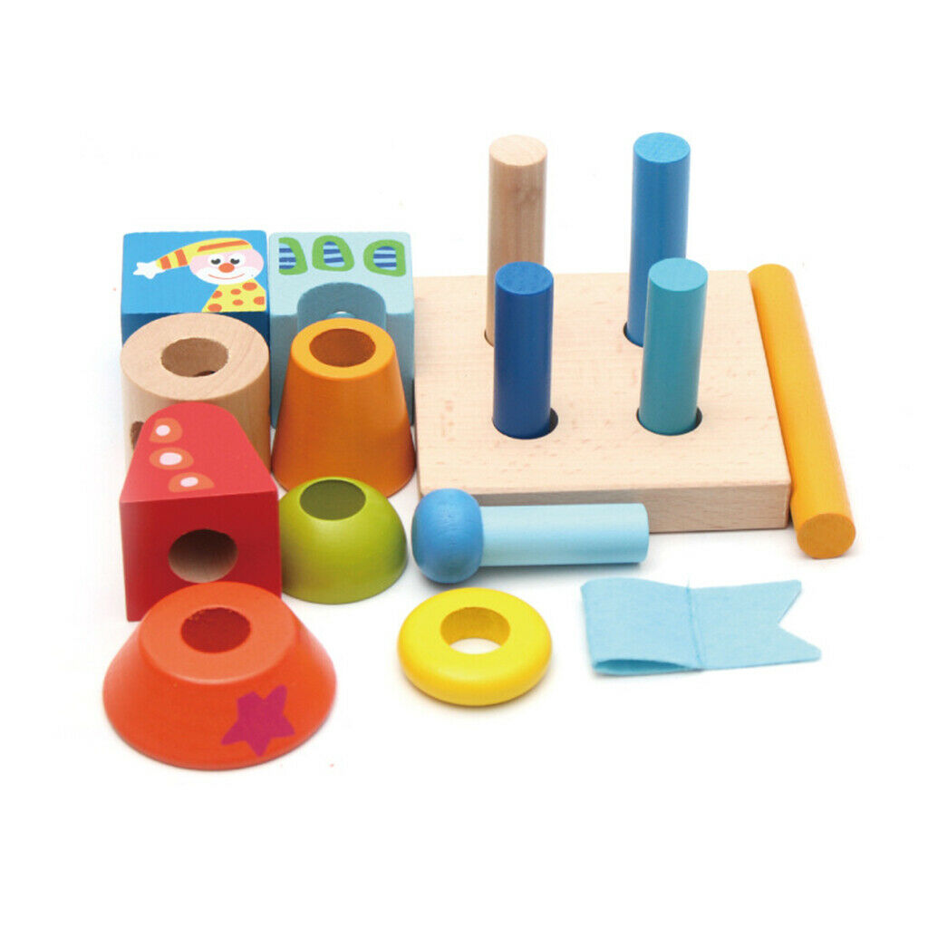 Color Shape Cognition Building Blocks, Wooden Toys Desktop Game Montessori