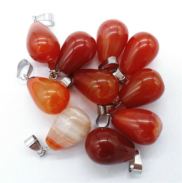 100Pcs 18x13mm Wholesale Red Agate Teardrop Pendant Bead Accessories HH8335