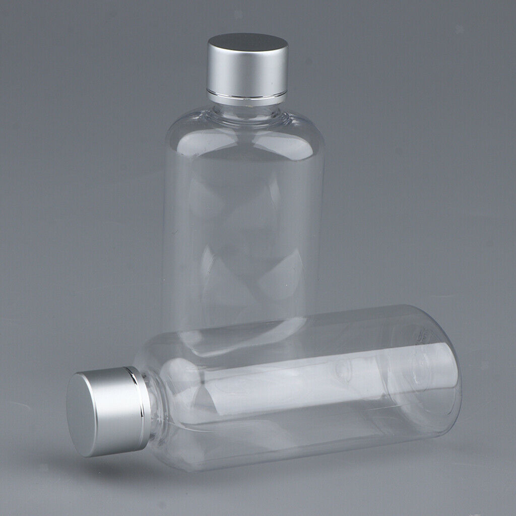 100ml Clear Plastic Empty Bottles with Alumite Screw Caps Set of 2 Lightweight