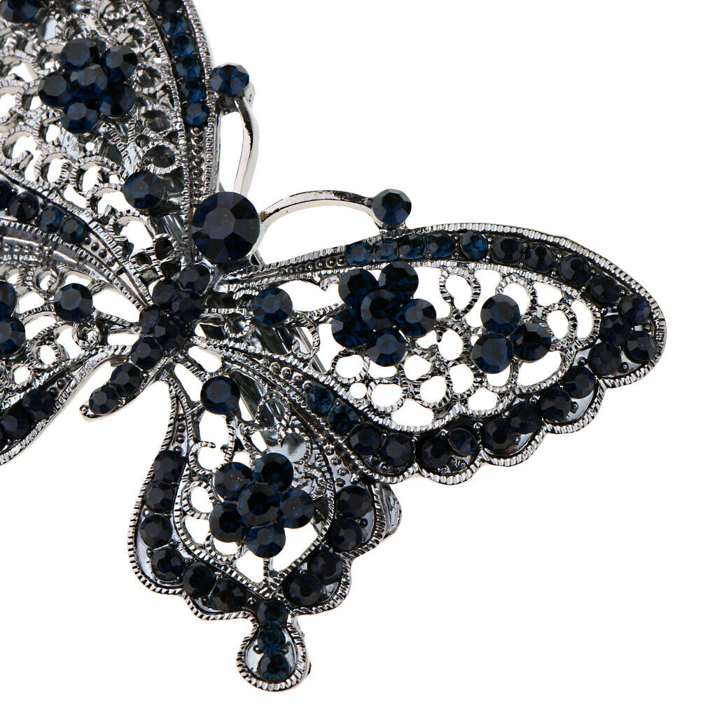 2 Pack Butterfly Hair Clip Crystal Rhinestone Automatic Spring Hair Barrette