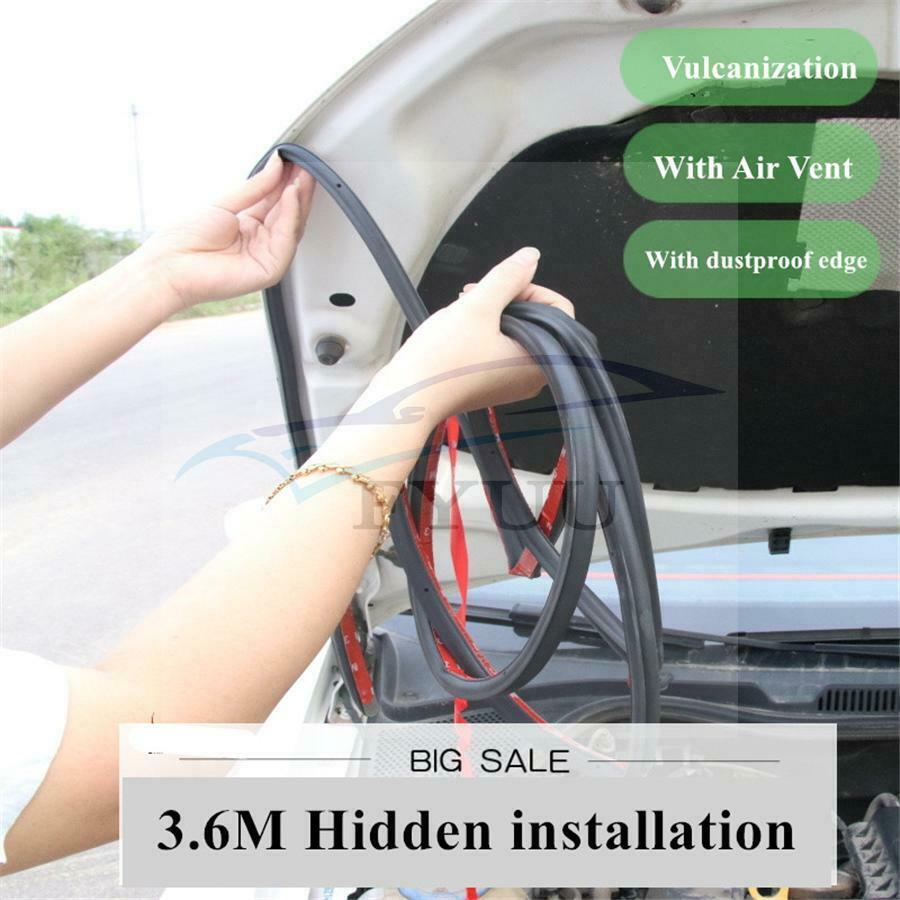 1Pc 3.6M 141" Rubber Hood Seal Strip Car Hood Air Vent Rubber Sealing Strip