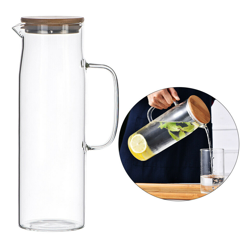 Glass Jug with Dust Cover Large Capacity for Water Iced Tea Coffee 26x8cm A