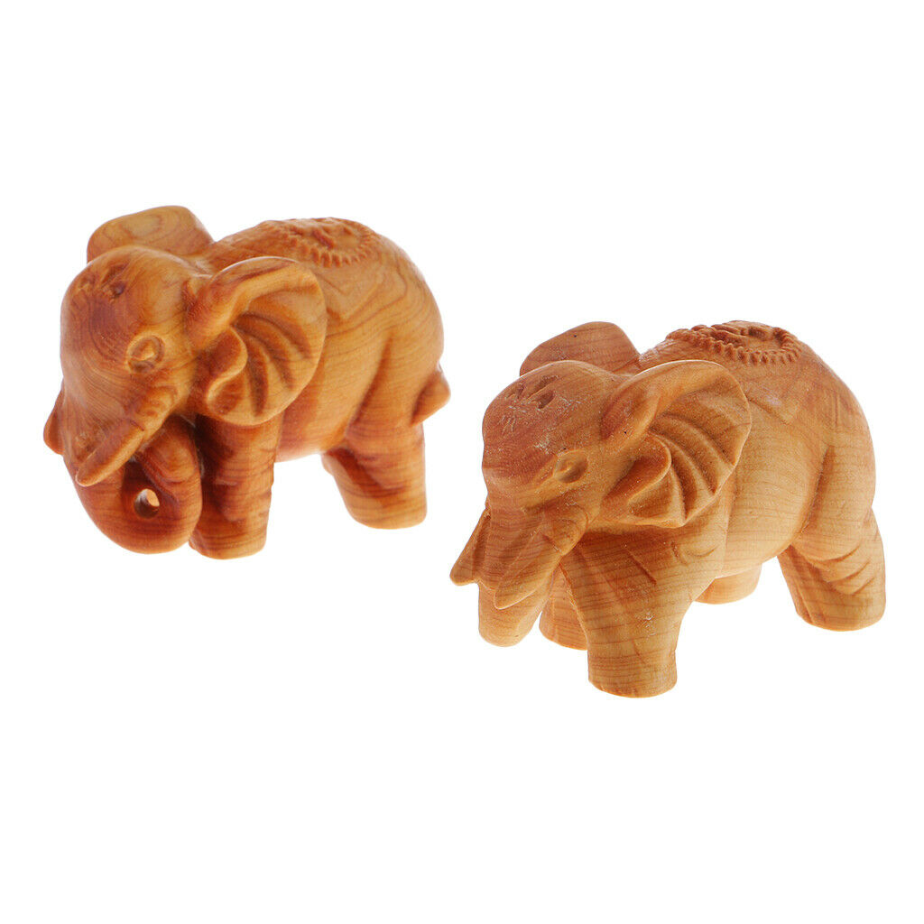 2x Mini Animal Statue Hand Carved Elephant Sculpture for Micro Landscape DIY