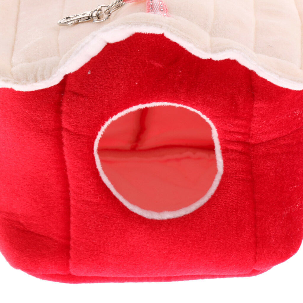Winter Warm Bird Nest House Parrot Shed Hut Hanging Hammock Finch Cage Red