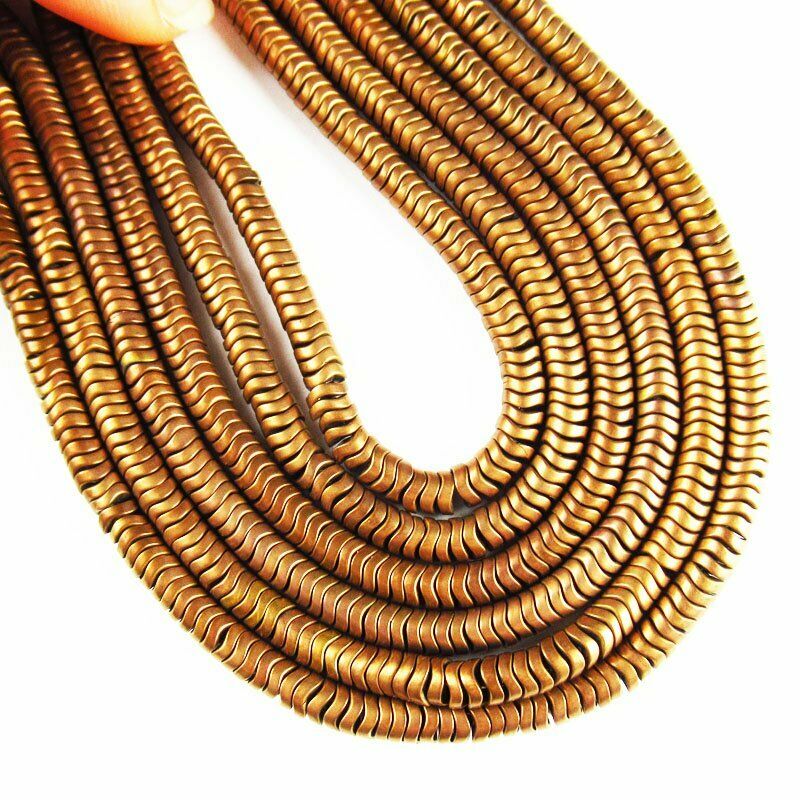 Coffee Frosted Hematite Wavy Pendant Loose Bead 15.5 inch 4x2mm 20g A-458TS