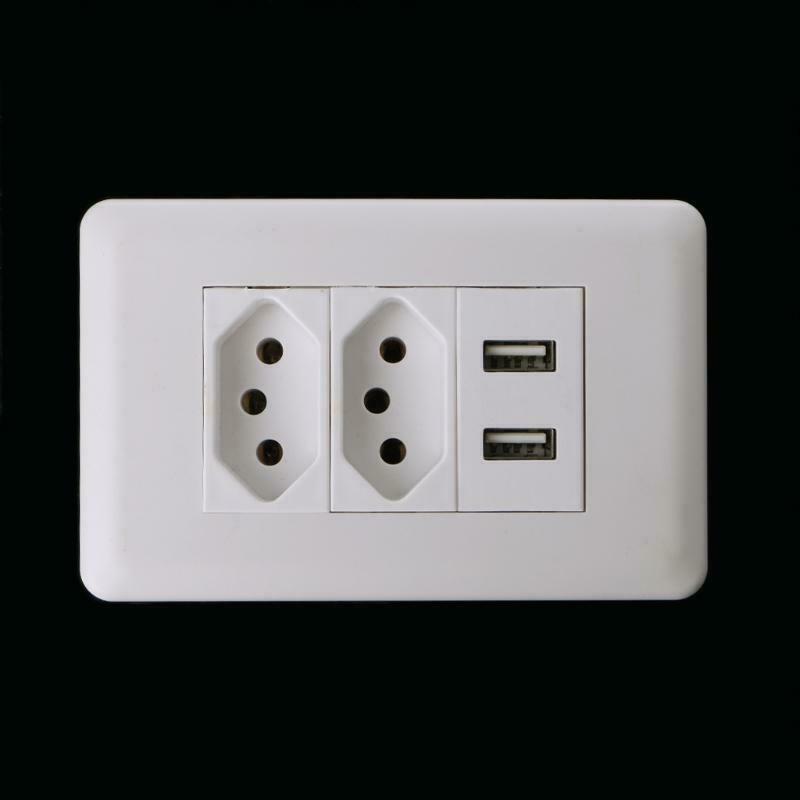 15A WallDouble Standard Power Socket Adapter Dual Ports USB Charger Panel 5V