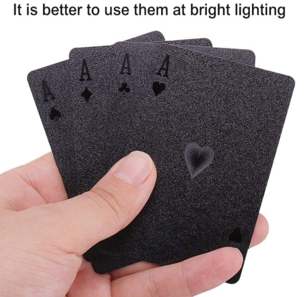 Black Foil Poker Playing Cards Waterproof Deck of Cards with Gift Box