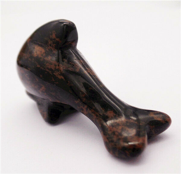50x28x15mm Natural Mahogany Obsidian Dolphin Statue Healing Decoration HH8132