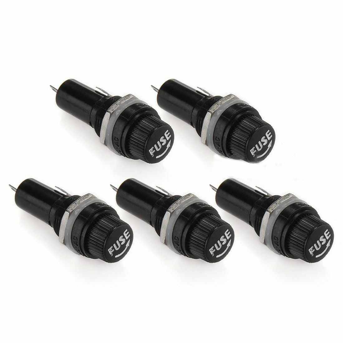 10PCS Black AC 15A 125V Screw Cap Panel Mounted 5 x 20mm Fuse Holder