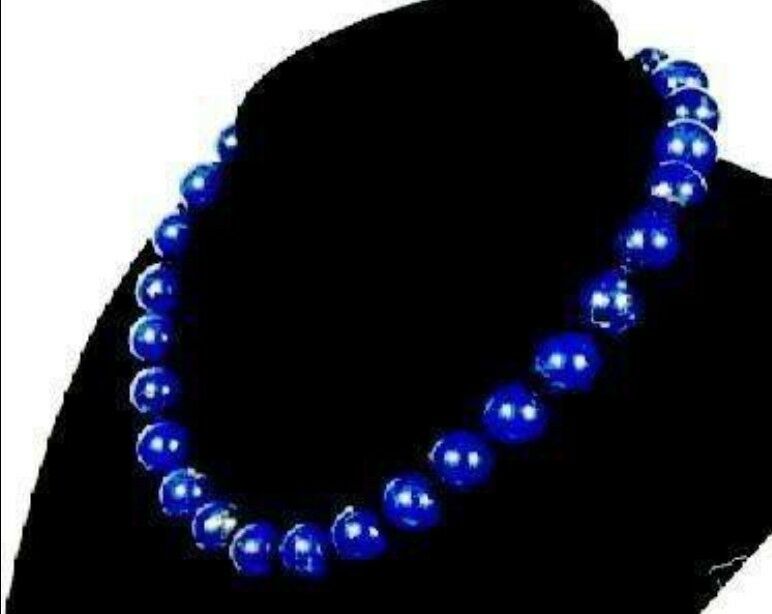 Stunning!12mm Egyptian Lapis Lazuli Necklace 18" AAA