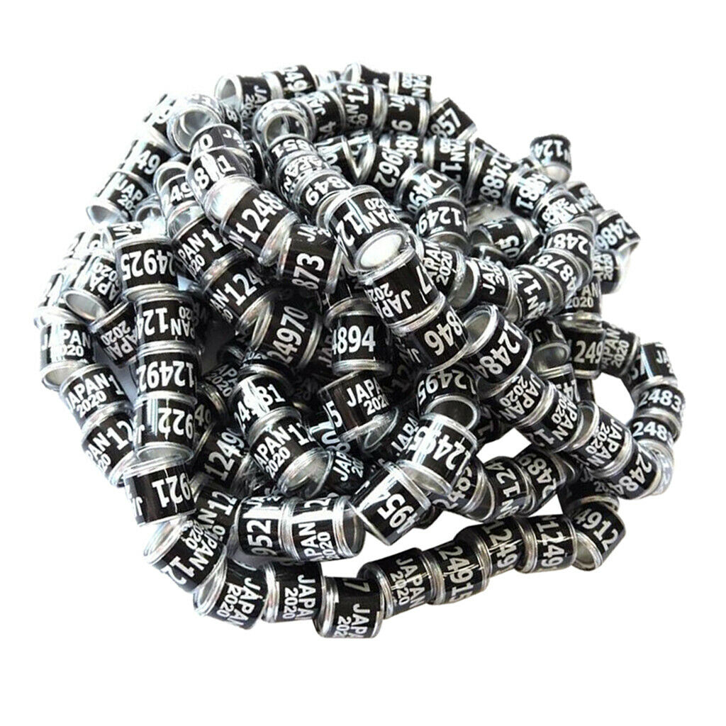 Set of 100 Racing Pigeon Leg Ring 2020 Year 8mm Plastic No Harm Black Japan