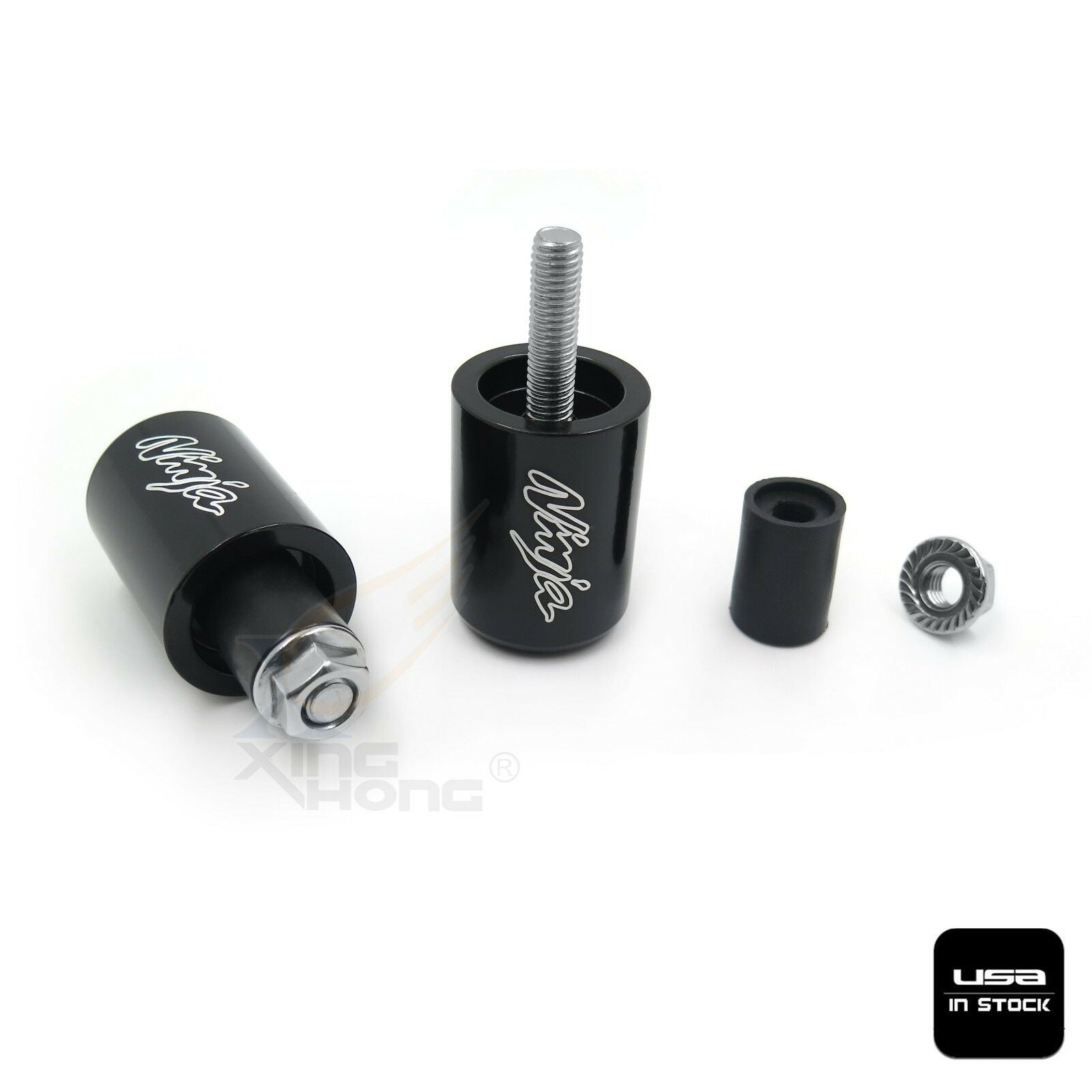 Black Bar End Black Rubber For Kawasaki ZX600 87-12/ ZX750 89-03/ ZX900 94-03