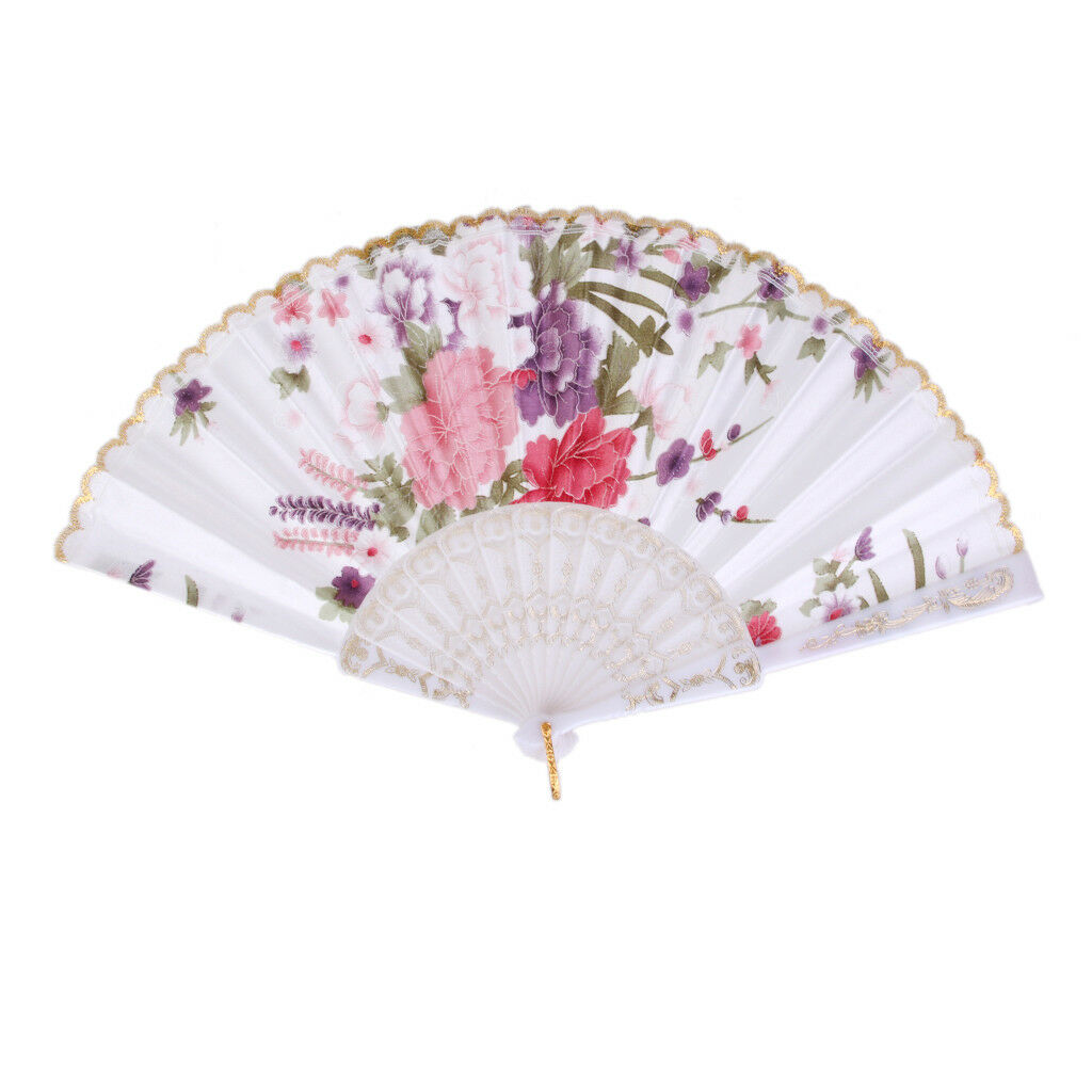 Retro Spanish Floral Fabric Foldable Lace Dancing Wedding Party Hand Fan
