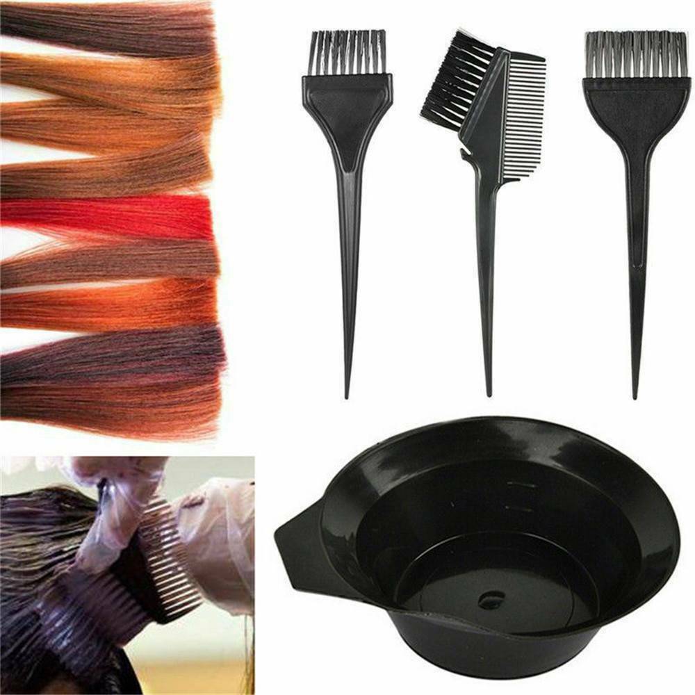 4Pcs  Hair Coloring Brush And Bowl Set Bleaching Dye Kit Salon Beauty Comb Tintï¼