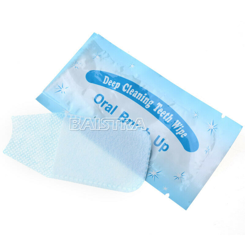 30X Dental Orthodontic Teeth Brush Up Wipes Oral Deep Cleaning Finger Clean Blue