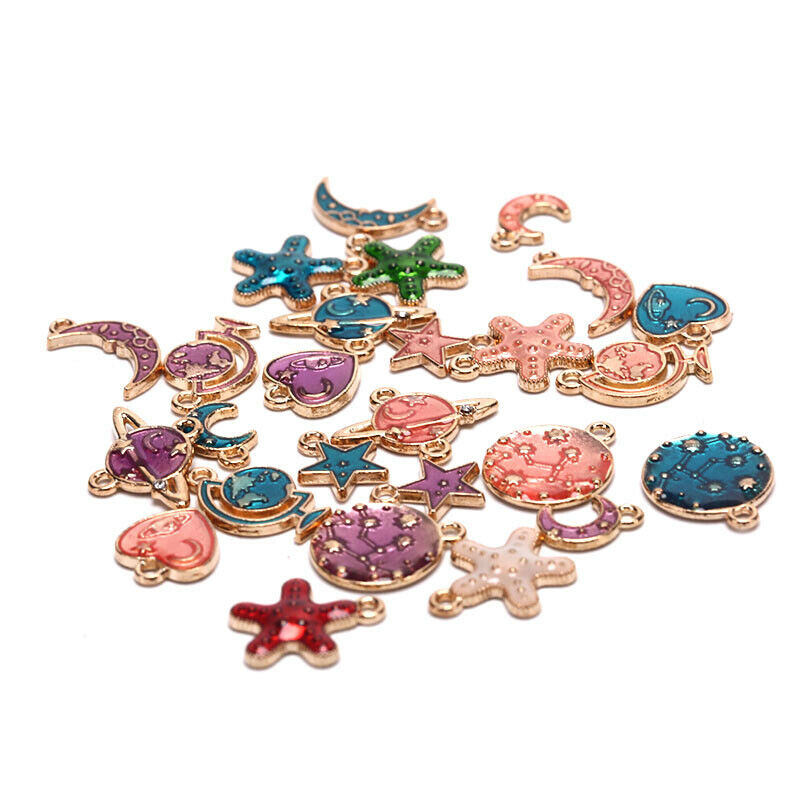 26Pcs/Set Enamel Alloy Star Planet Charms Pendant DIY Craft Jewelry Findin Tt