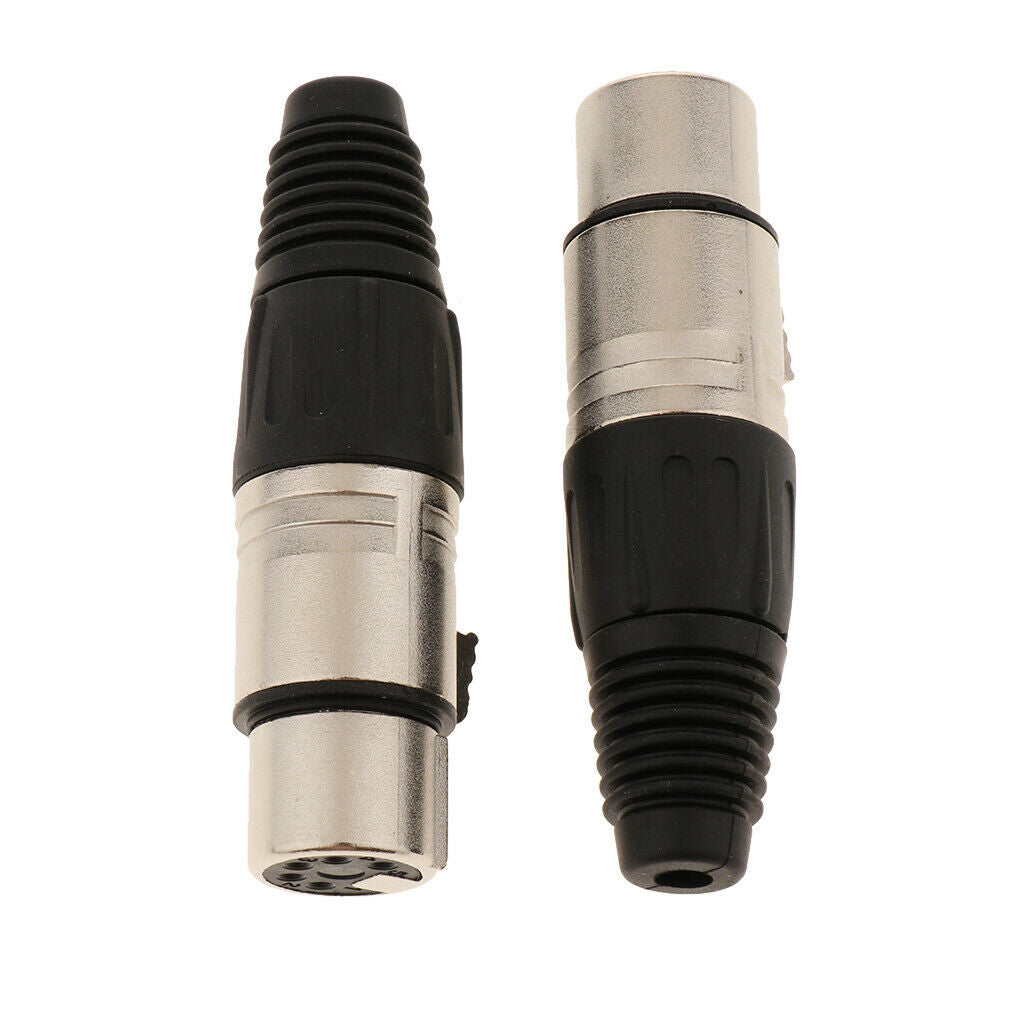 2Pcs 5-Pin Female XLR   Plug Cable Connectors, Fit for Microphones and Audio