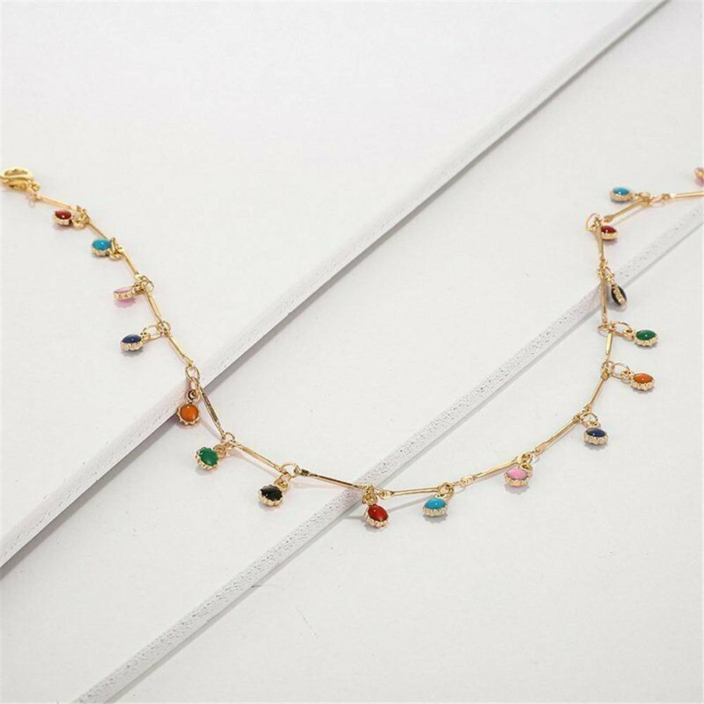 Boho Candy Color Ball Pendant Choker Necklace Clavicle Chain For Women Jewelry~