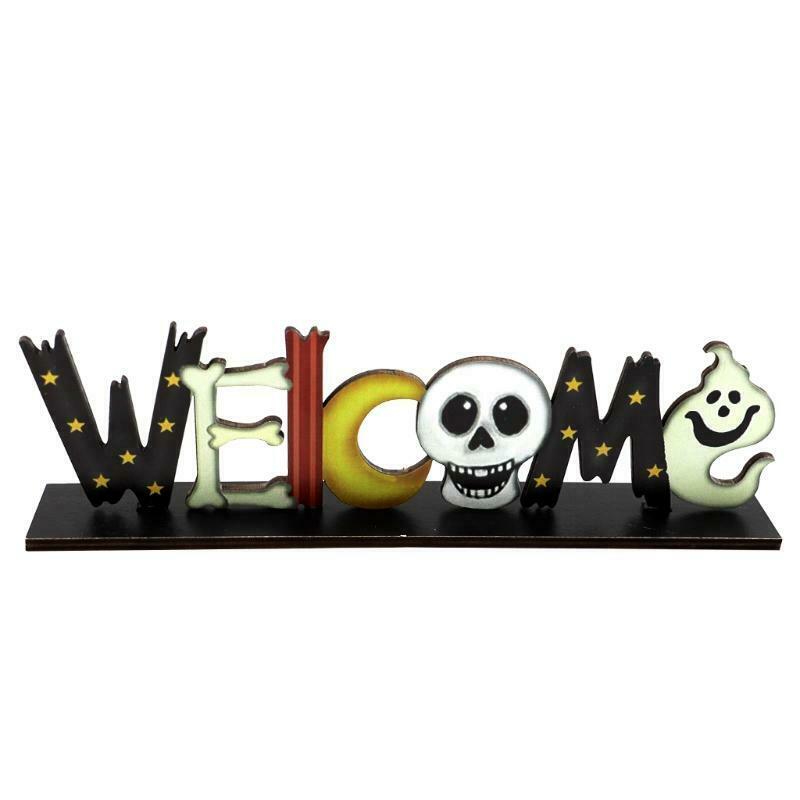 Halloween Element Letters Wooden Desktop Ornaments Creative Decor for Home