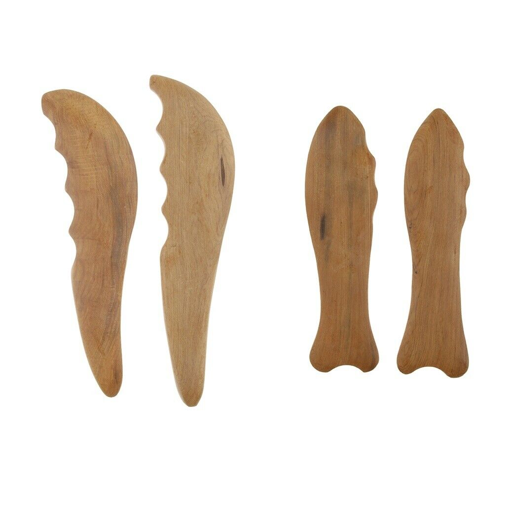 4 Pieces Wooden Gua Sha Facial Scraping Massage Tool Body Massager SPA for