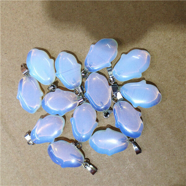15Pcs 20x15x5mm White Opal Tulip Flower Pendant Bead For DIY Necklace HH9631