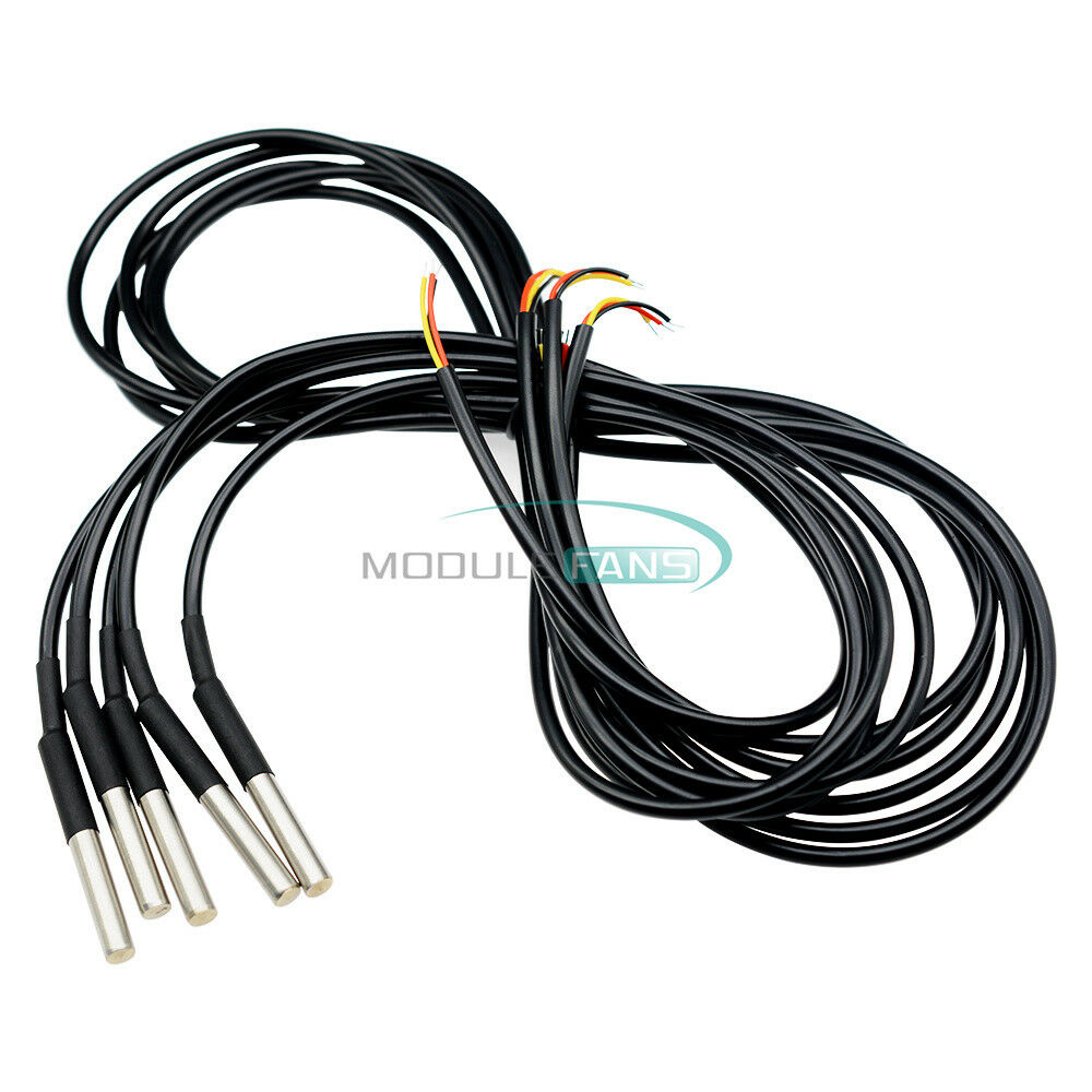 2PCS DS18B20 Probe Waterproof Temperature Sensors Thermistor Control