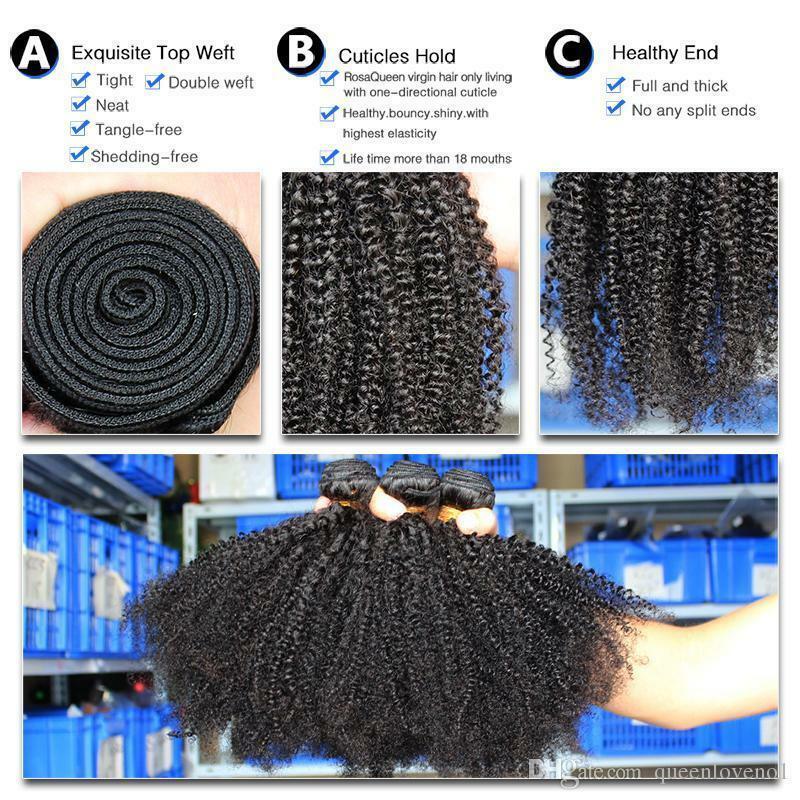 12" Mongolian Afro Kinky Curly Hair Weave 100% Virgin Human Hair Extensions 100g