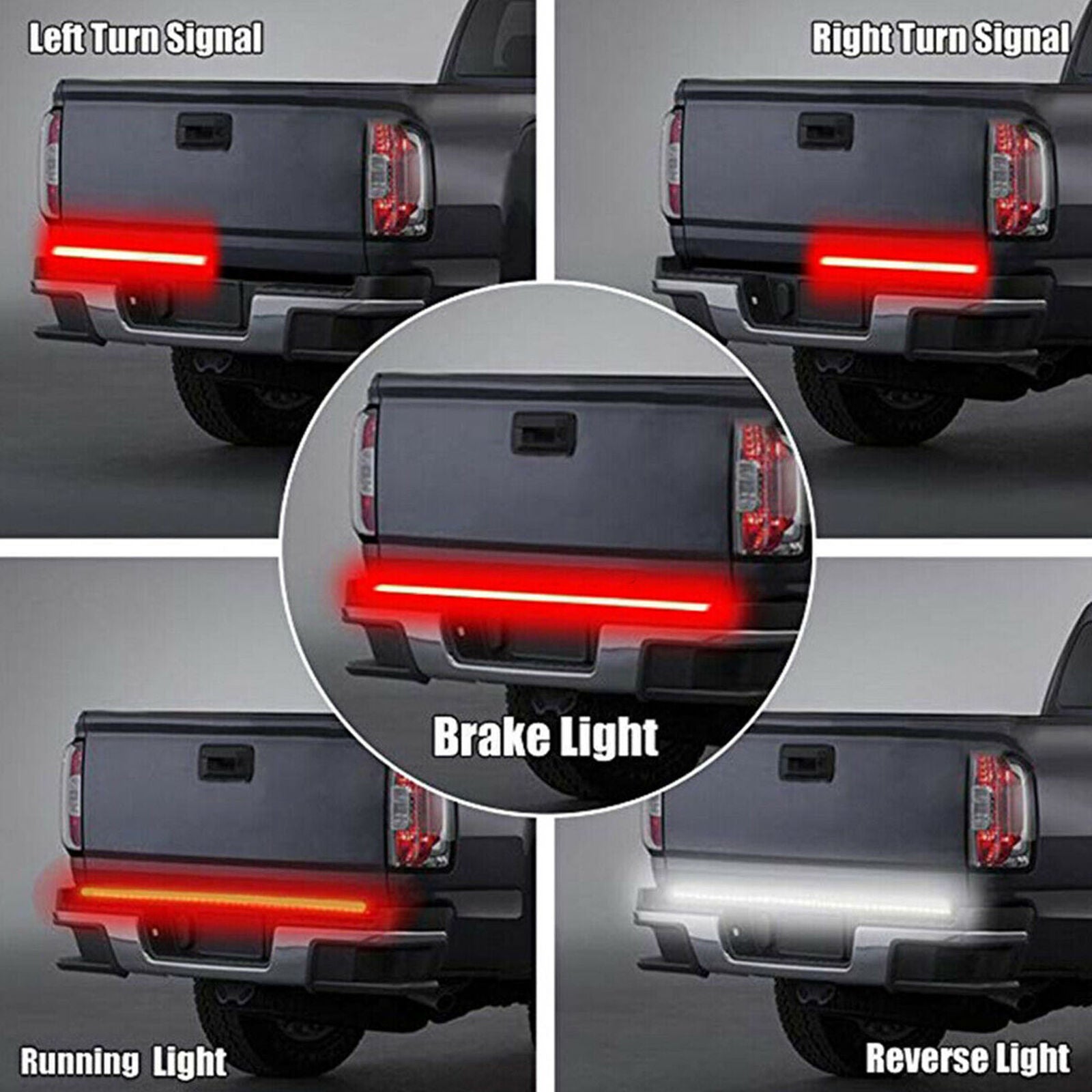 49" Truck Tailgate Red White Light Bar LED Strip Reverse Brake Turn Signal Lamp