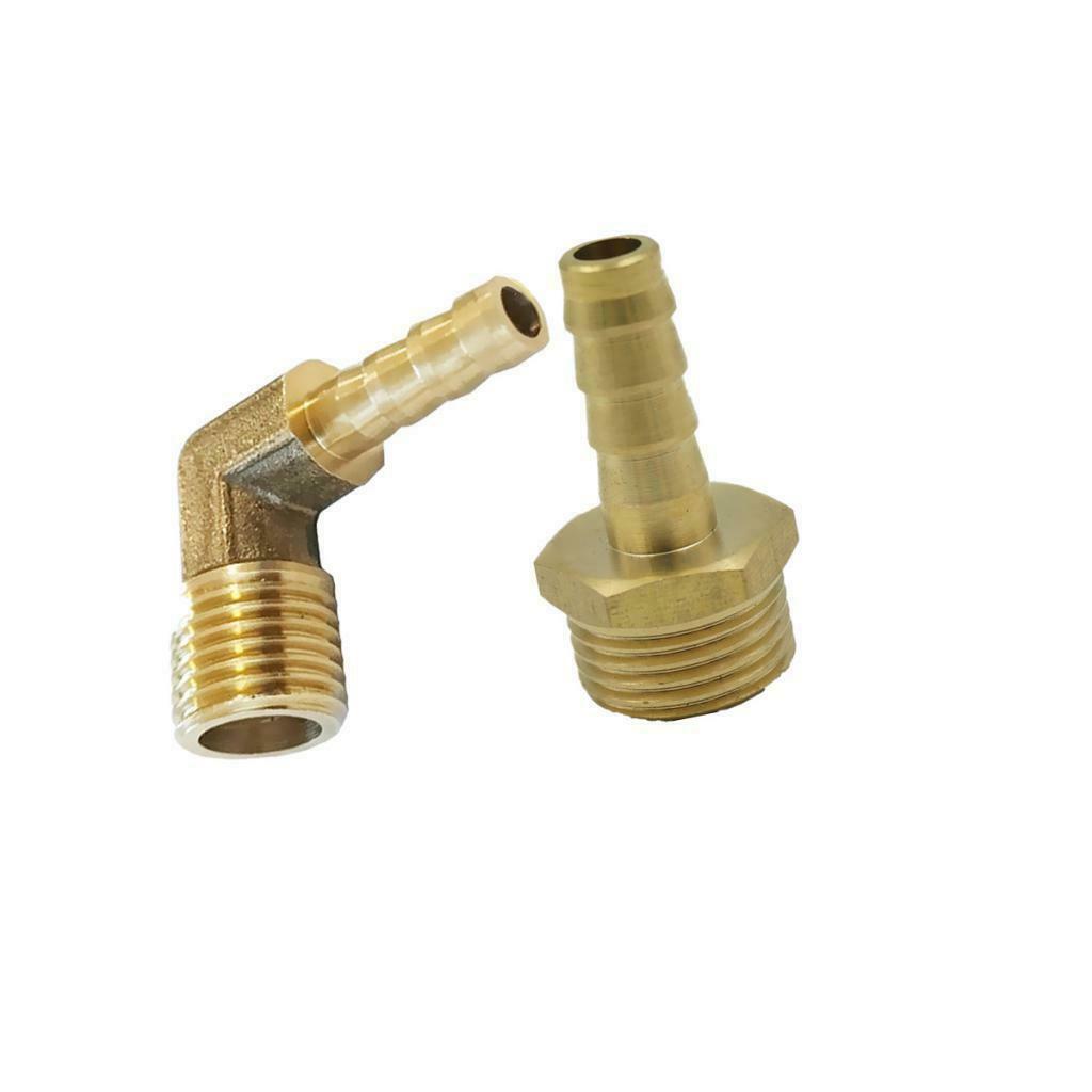 3/8 Bsp to 10mm Brass 90 Degree Rubber Male Hose Hose Pipe Fitting + Connector