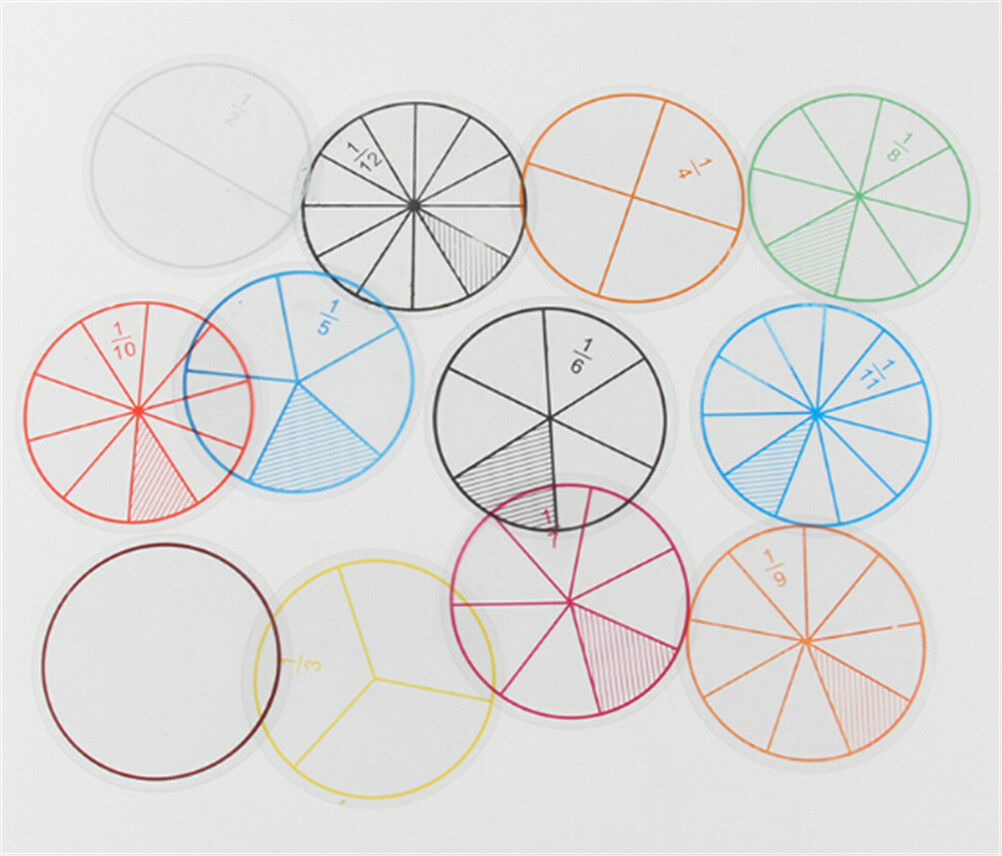 12pc Math Fraction Circles for Children Kids Student School Educational T Gt XC