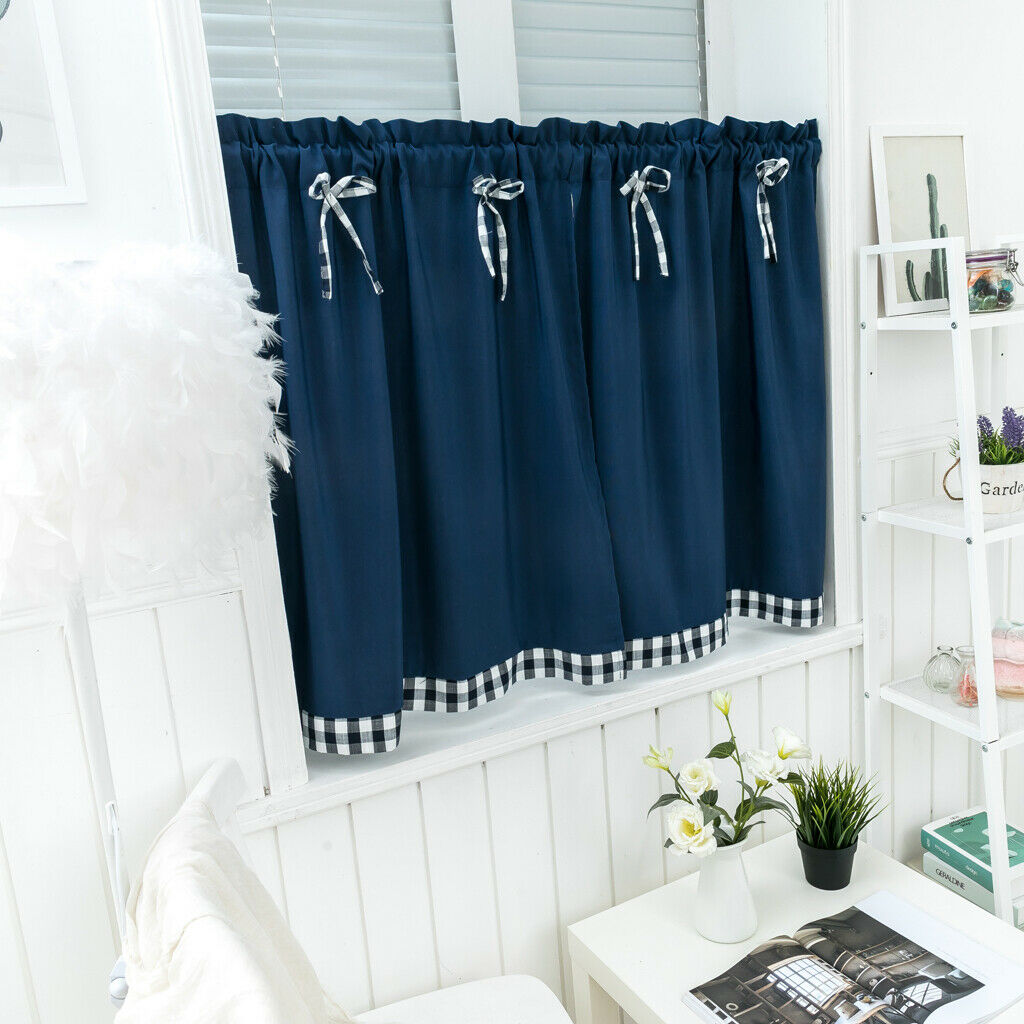 Set of 2, Decorative Kitchen Curtains Set Blackout Window Drapes Plain Color