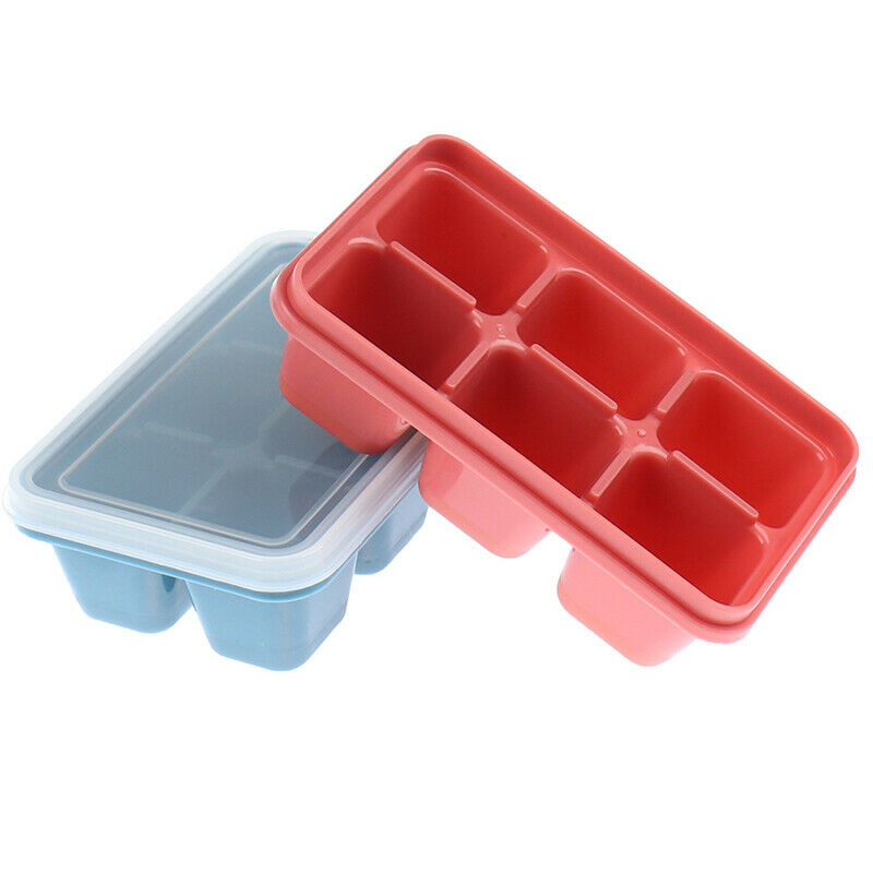 3pcs 6 Grids Food Grade Silicone Ice Tray Home with Lid DIY Ice Cube Mold.l8