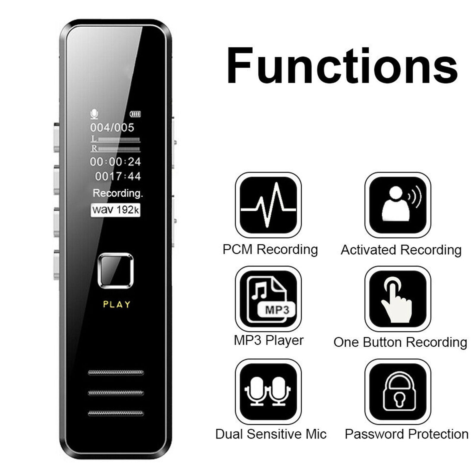 Digital Voice Audio Sound Recorder MP3 Player Dictaphone Noise Reduction 32GB
