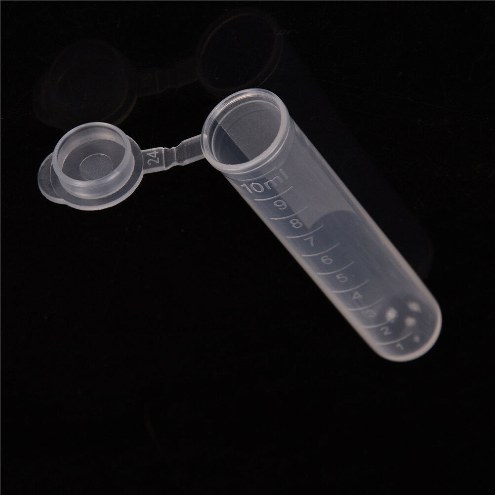 20Pcs 10ml Plastic Centrifuge Lab Test Tube Vial Sample Container with C.l8