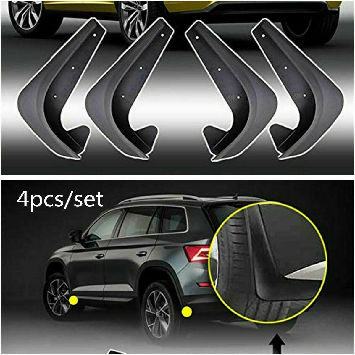 4Pcs High Grade EVA Plastic Fender Splash Guards Mud Flaps Mudflaps For Car SUV
