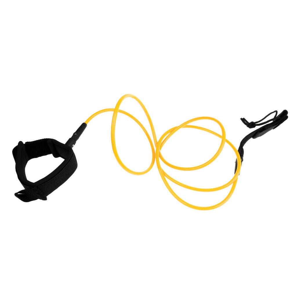 7mm 6ft Surfboard Leash Leg Rope Double Stainless Steel Swivels Yellow