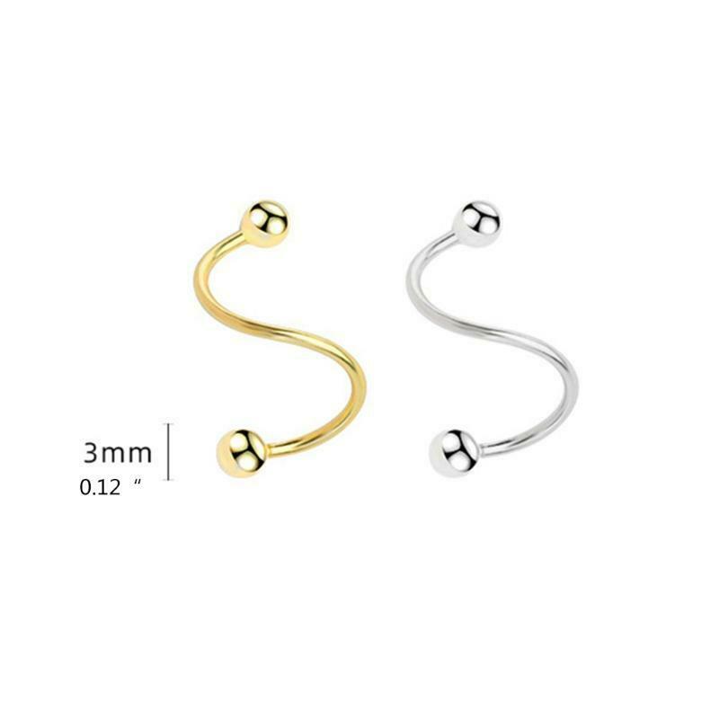 Wave Ball Spiral Screw Back Stud Earrings Spiral Pull Through Hoop Earring Women
