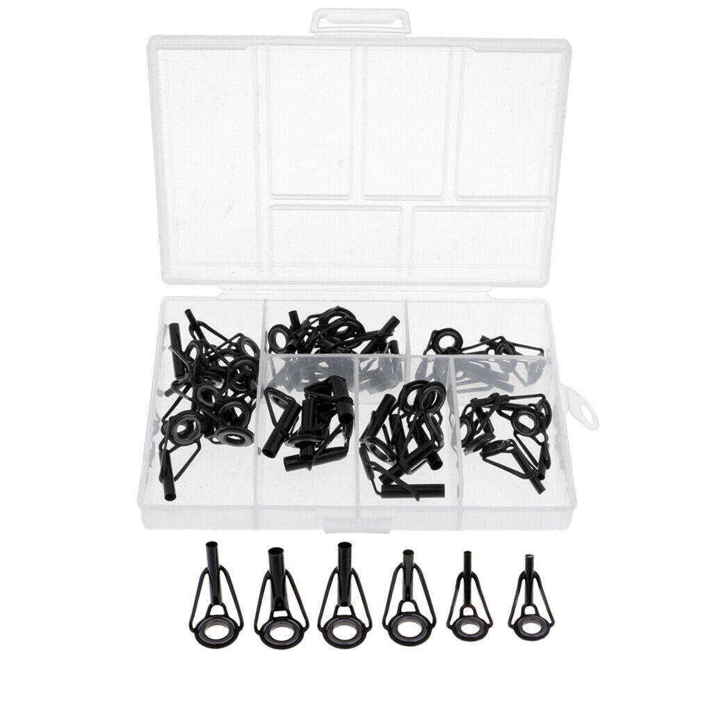 40Pcs Stainless Steel Fishing Rod Guides Ring Rod Repair Part Kit DIY Tips Ring