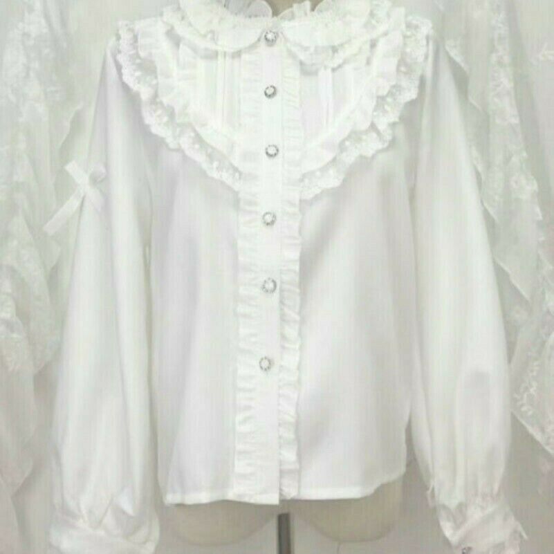 Lady Retro Victorian Lace Ruffle Shirt Girls Lolita Blouse Tops sweet White UK
