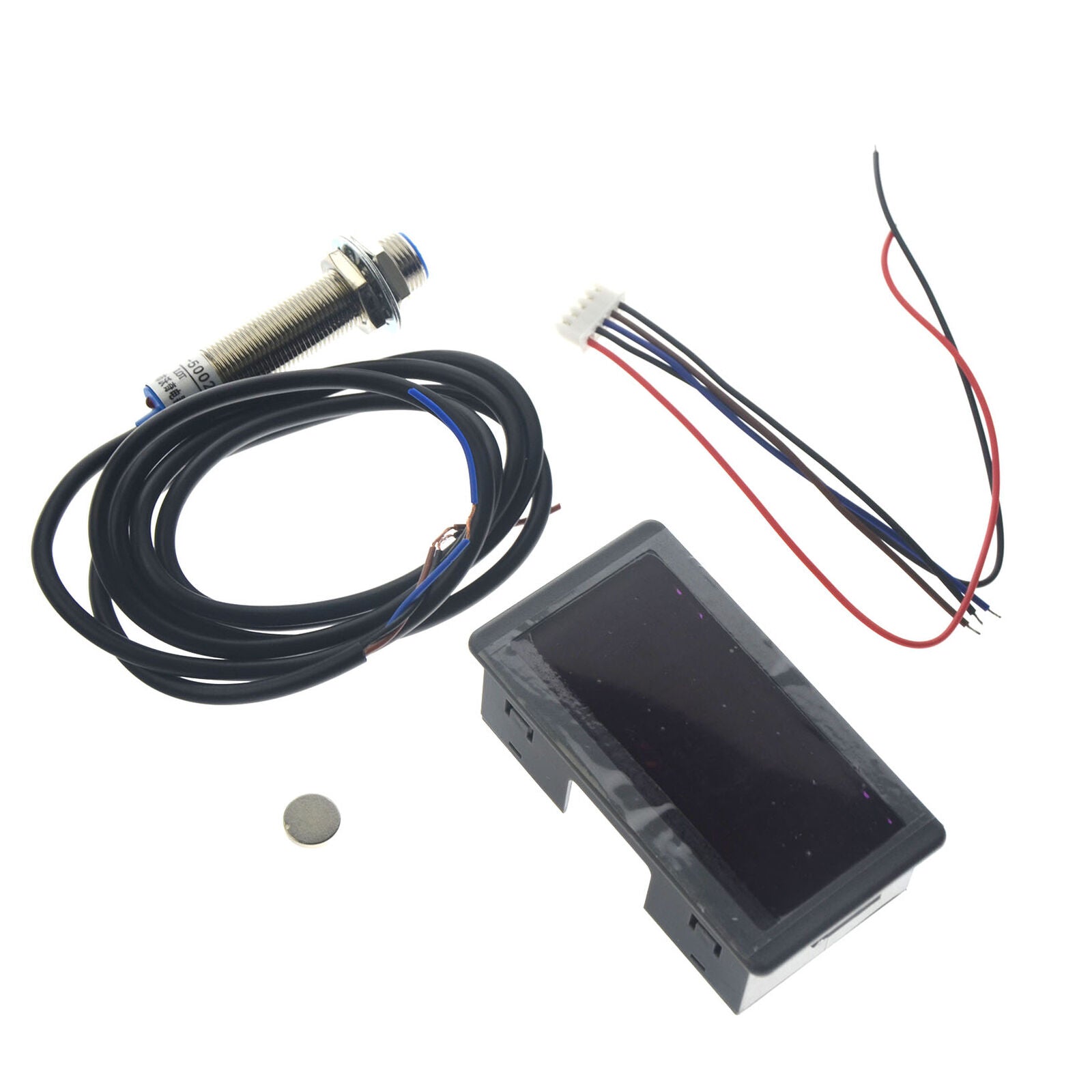 1Pc tachometer 4 digital red led tach rpm speed meter with hall switch senso