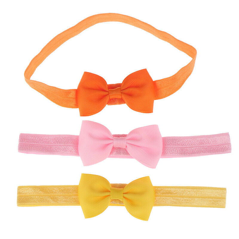 10pcs baby girls solid ribbon hair bow headbands big bow hair bands for toddl Ad