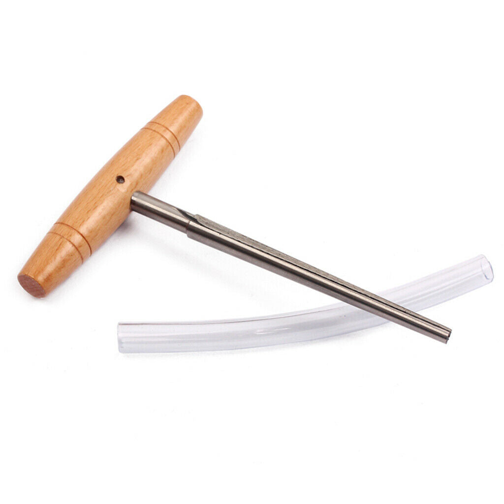 130x105x8mm Stainless Steel Guitar Bridge Pinhole Repair Reamer Wooden Handle