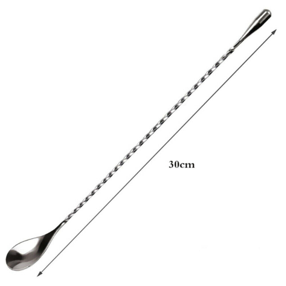 Stainless Steel Cocktail Drink Stirrer Twisted Mixing Spoon Kitchen Tableware