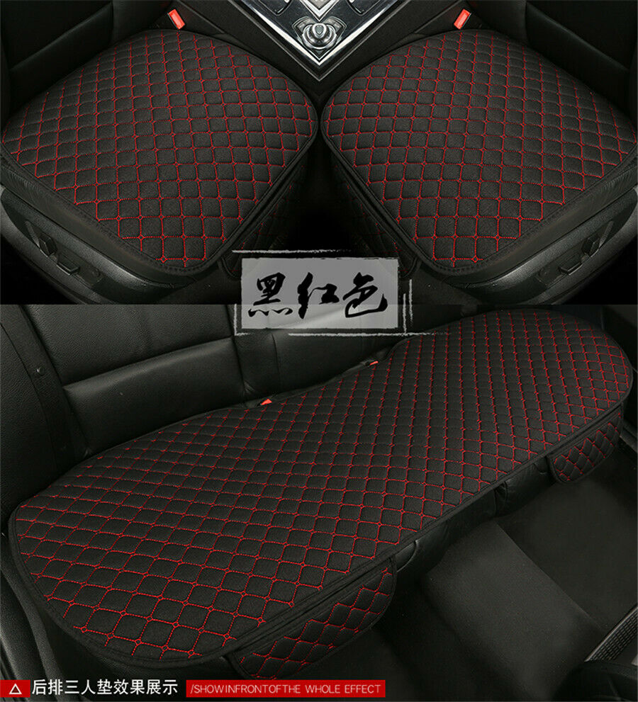 Breathable Fine Linen Seat Cover Mat Cushion Car Truck Front 2PCS Black Red