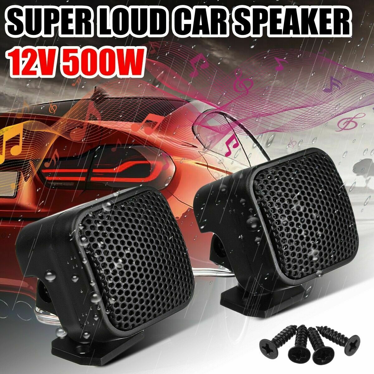 2x 12V 500W Car Audio Music Stereo Super Sound High Tweeter Speaker Black 500W
