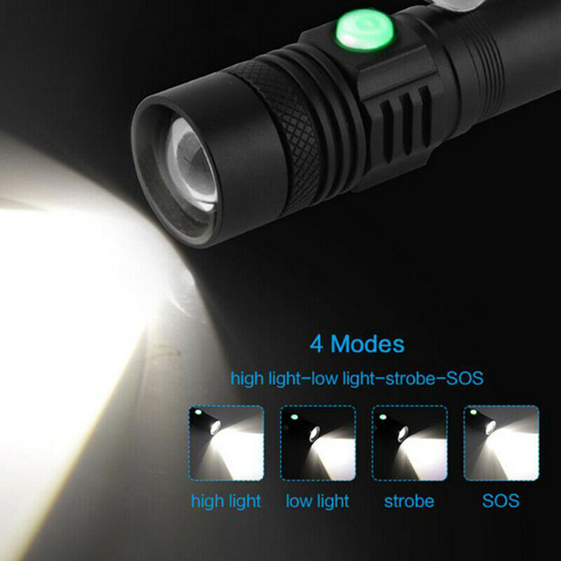 T6 LED 4Modes USB Rechargeable 18650 Flashlight Torch Zoom Lamp Light New L Qx